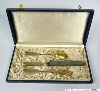 Egoist Besteck im Kasten Russland Moskau 1885 84 er Silber vergoldet 