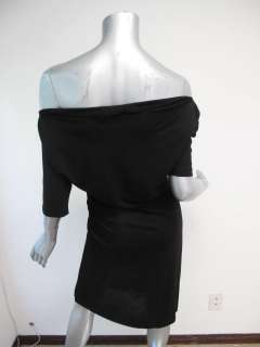Diane Von Furstenberg Black 3/4 Sleeve Cowl Neck Fitted Dress 8  
