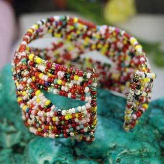 New Colorful Glass Seed Twisted Beads Open Ended New Cuff Bracelet 