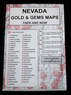 NEVADA THEN AND NOW 5 DETAILED MAPS FIND GOLD NUGGETS, GEMS, SILVER 