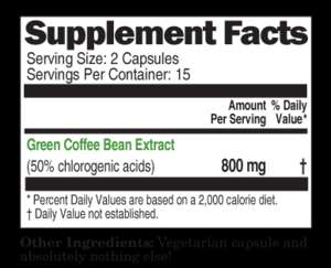 Pure Green Coffee Bean Extract   400 mg Capsules   30 Count