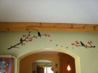 Red Tree and Birds removable wall stickers real photo  