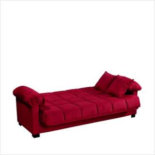 Handy Living Convert A Couch Microfiber Sleeper Sofa in Crimson Red 