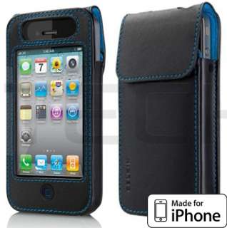 Belkin iPhone 4 & iPhone 4S Black Leather Case Protective Cover Sleeve 