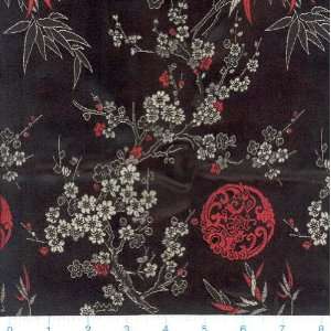  45 Wide Oriental Brocade Fabric Shanghai Red & Black By 