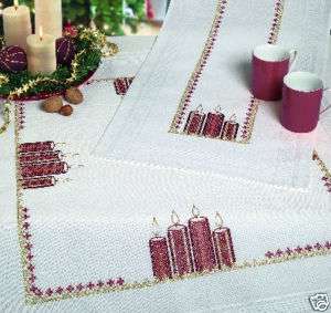 Rico Cross Stitch Tablecloth Kit   Christmas Candles  