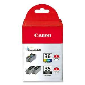  CANON USA CNMPGI35CLI36 Ink Cartridge, Combo Pack, Black 
