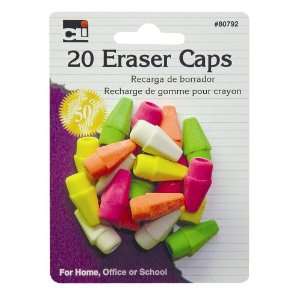  Charles Leonard Eraser   Caps   Neon   Assorted   20/Card 
