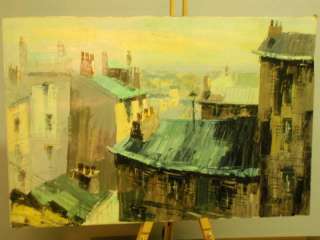 Marcel Cordet Parisiene Rooftops oil on canvas  