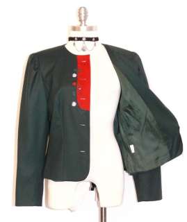 GREEN WOOL Women German Dress Suit Short JACKET 40 8 S  