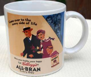 Retro KELLOGGS All Bran Cereal Coffee Mug Cup 1984  