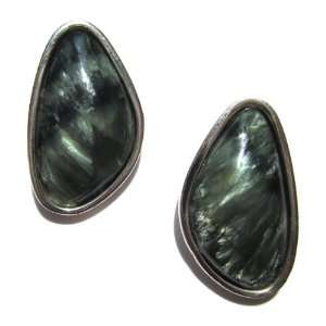  Seraphinite and Sterling Silver Small Stud Earrings Ian 