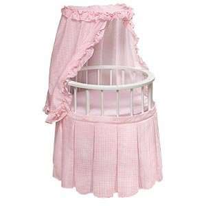  Round Doll Crib With Canopy & Pink Gingham Bedding Toys 