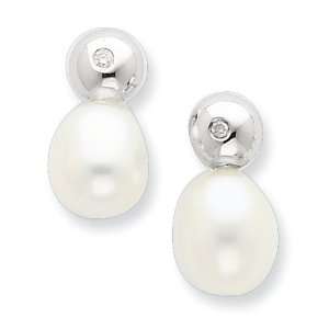   . Diamond And Freshwater Cultured Pearl Earrings White Ice Jewelry