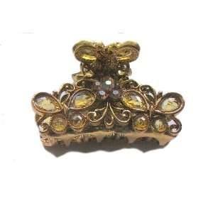   Austrian Crystal Rhinestone Metal Hair Clip Claw (GOLD) Jewelry