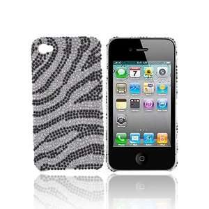  For Verizon Apple iPhone 4 Bling Hard Case ZEBRA SILVER 
