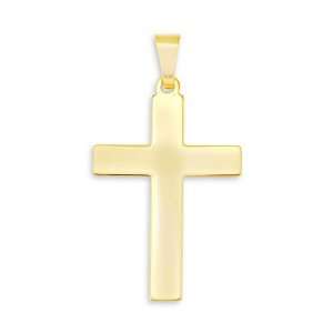    Large Plain Simple 14k Bonded Gold Cross Charm Pendant Jewelry