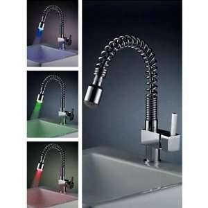   Handle LED Kitchen Faucet with Pre Rinse Coiled Hose and Hydroelectr