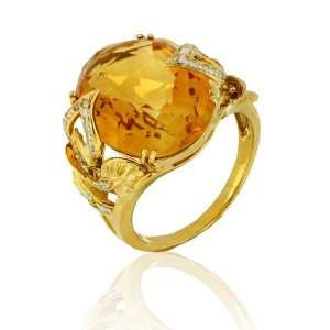   10 1/4 ct Ladies Diamond & Citrine Ring in 14k Yellow Gold. Jewelry