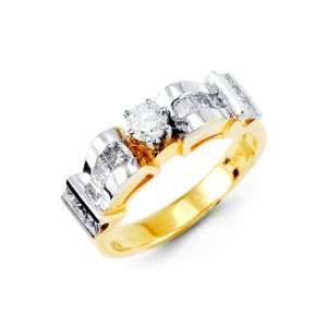    14k White Yellow Gold Band Princess Round Diamond Ring Jewelry