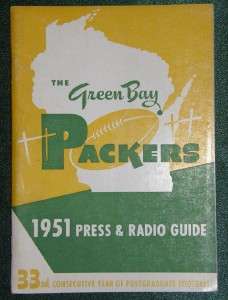 1951 GREEN BAY PACKERS MEDIA GUIDE PRESS & RADIO GUIDE  