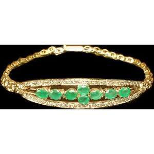   Emerald Gold Bracelet with Diamonds   18 K Gold 