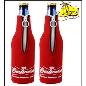  (2) Budweiser Bow Tie Beer Bottle Koozies Cooler Sports 
