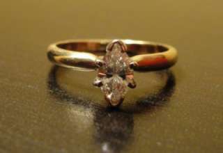 Half Carat Diamond Solitaire marquise 14K yellow gold band size 7 