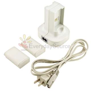 Dual Charger Dock+2 Batteries For Xbox 360 Controller  