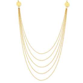 New 14k Gold Five Strand Fancy Lobster Necklace 18in  