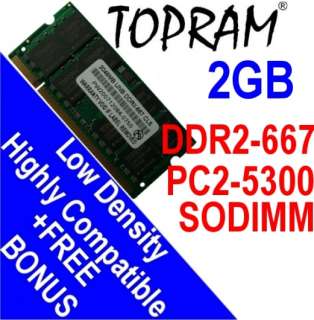 2GB DDR2 667 PC2 5300 200 PIN SODIMM DUAL CHANNEL RAM  