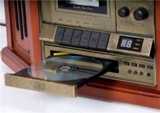 Wood Style Compact Home Stereo AM FM CD Cassette LP Record Convert to 