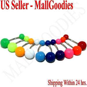 W011 Acrylic Belly Naval Rings Plain Colors LOT of 10  