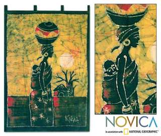 AFRICAN MOTHER & CHILD~Batik Wall Hanging~Africa Art~  