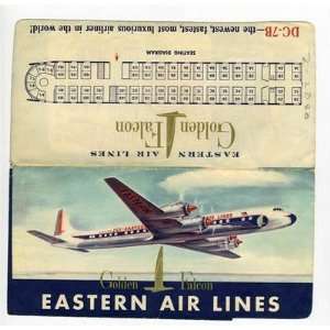 Eastern Airlines Golden Falcon DC 7B Ticket Jacket Seating 