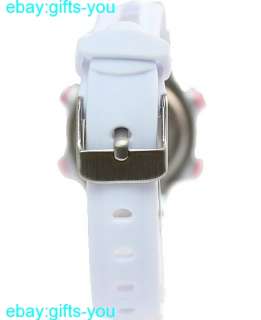 Light Gray Watchcase Alarm BackLight White Bezel White Band Digital 