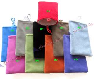 10 Color Velvet Pouch Pocket Case for iPod Iphone Universal Cell 