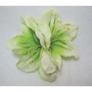  Lime Green Double Amaryllis Flower Hair Clip Beauty