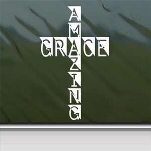  Christian Amazing Grace Cross White Sticker Laptop Vinyl 