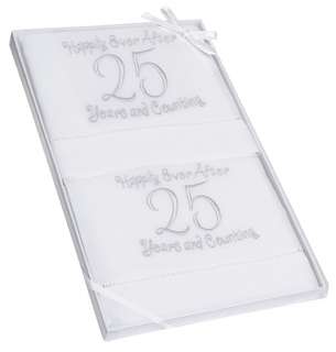 25TH WEDDING ANNIVERSARY EMBROIDERED LINEN TOWELS  