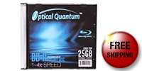 Optical Quantum 25GB 4X BD R Single Slim Case Logo Top Disc