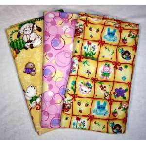  Bubbles and Baby Animals Set of 3 Receiving Blankets Baby