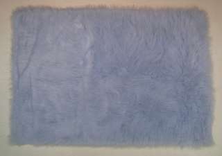 Light Blue Flokati Shag Plush Thick Polyester Area Rug  