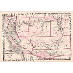 1861 Map of California, New Mexico, Utah, Nevada, Colorado, & Arizona 