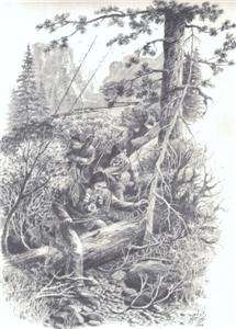   Mountain Men Western Charcoal Drawn Art Work Prints 12x9 Set of 8