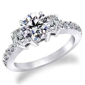 70 Total Carat Round & Asscher Cut Diamond Three Stone Engagement Ring 
