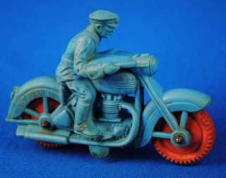 Nice Vintage Blue Motorcycle Toy Auburn Rubber Cop Policeman  