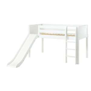  Bare Bone Twin Size Low Loft LowLow Panel Bed with Straight Ladder 