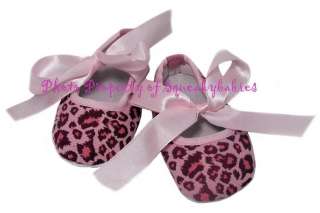 Baby Shoes Pink Cheetah Crib Shoe Soft Sole Pink Bow  