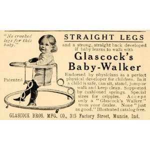1906 Ad Glascocks Baby Walker Straight Legs Muncie   Original Print 
